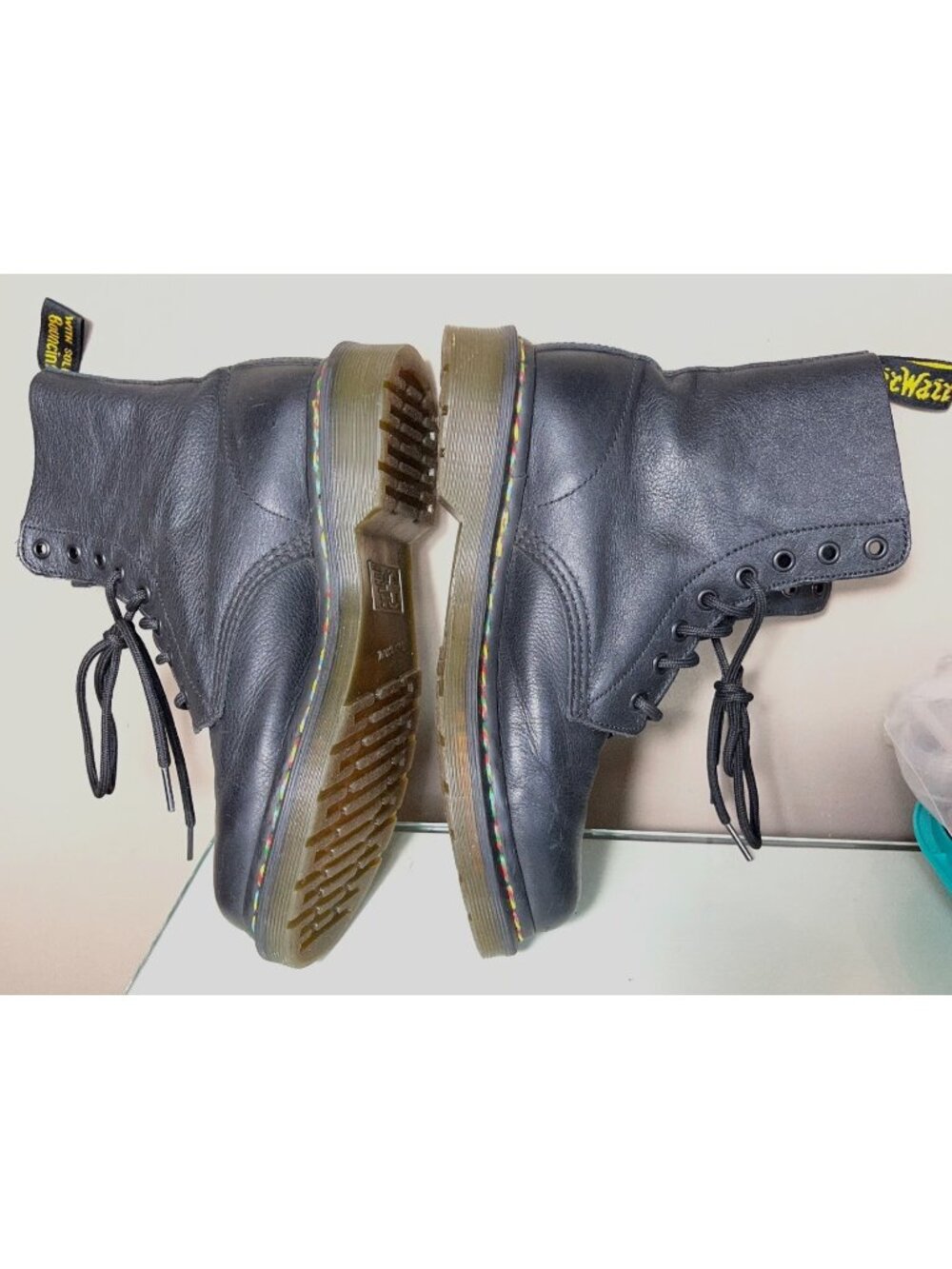 Dr Martens Boots AirWair Black 1470 Pascal Rainbow Combat Moto Leather Wom 7 - Picture 9 of 9